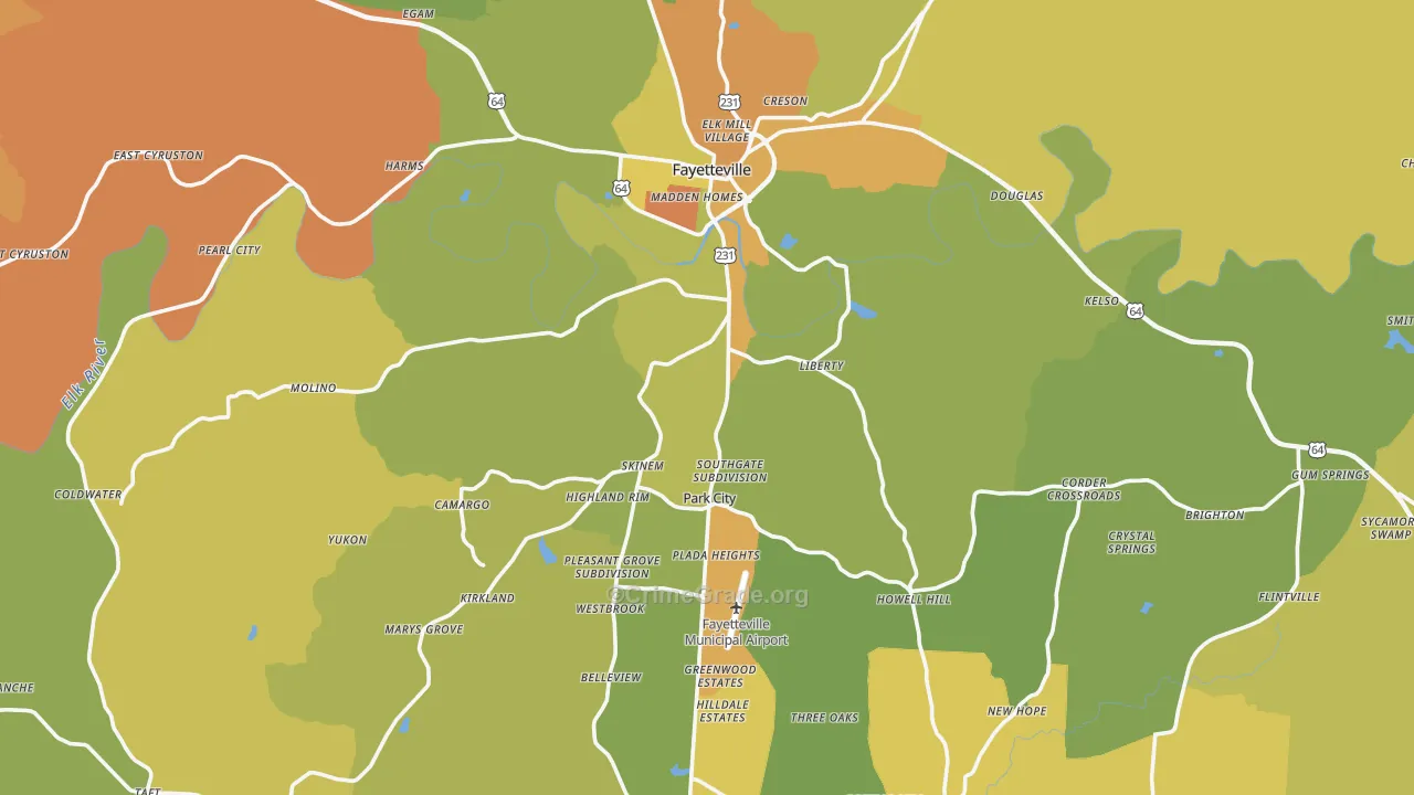 Lincoln County, TN Map of Murder Rates