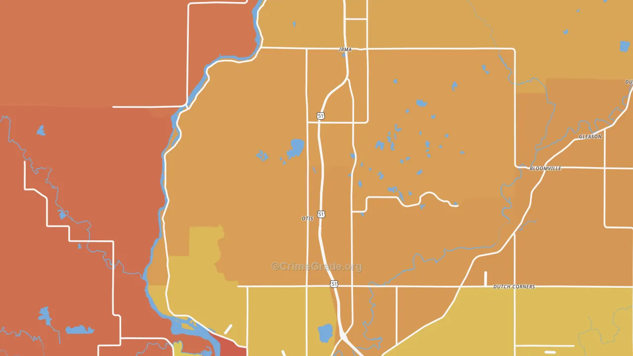 Lincoln County, WI Map of Murder Rates