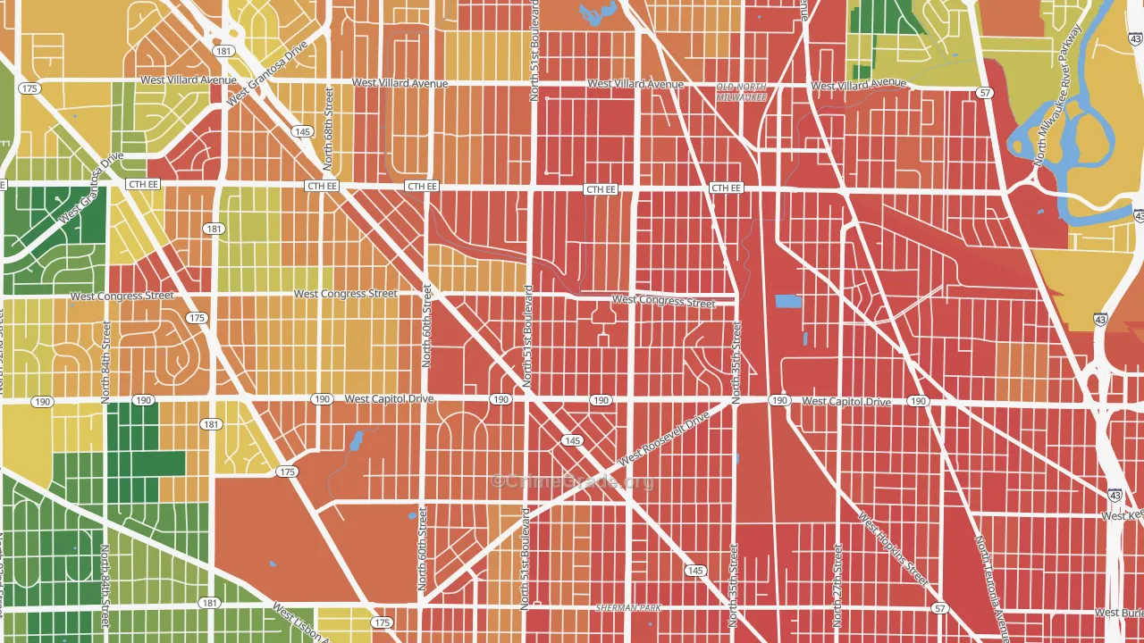 Lincoln Creek, Milwaukee, WI Map of Murder Rates