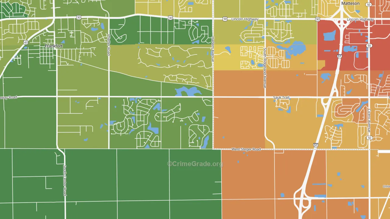 Lincoln Estates, IL Map of Murder Rates