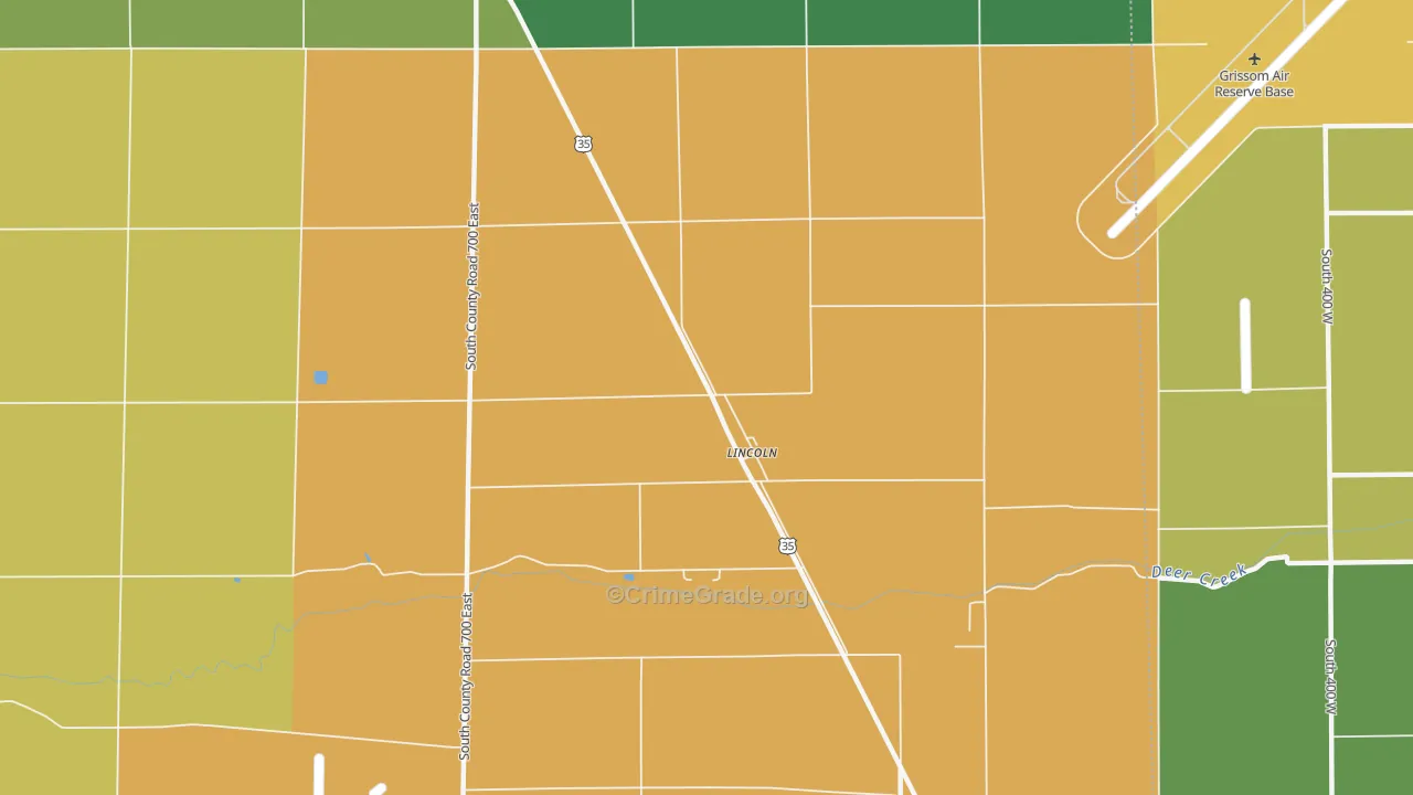 Lincoln, IN Map of Murder Rates