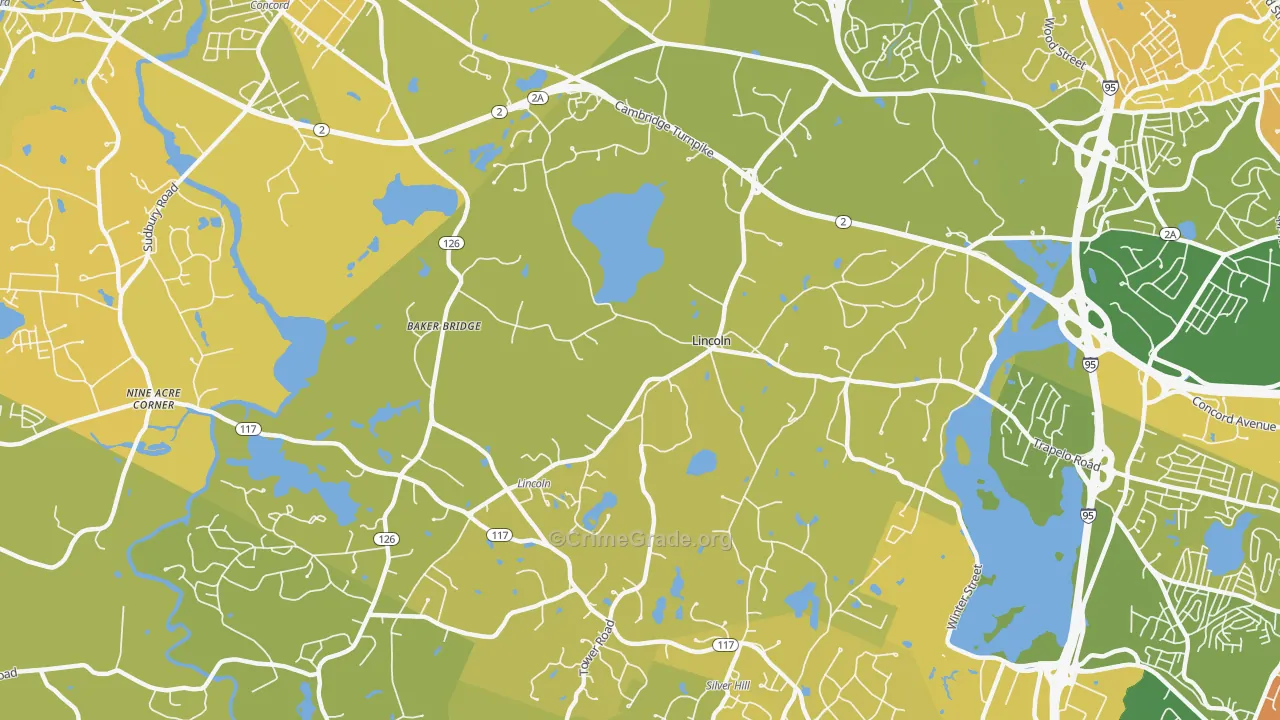 Lincoln, MA Map of Murder Rates