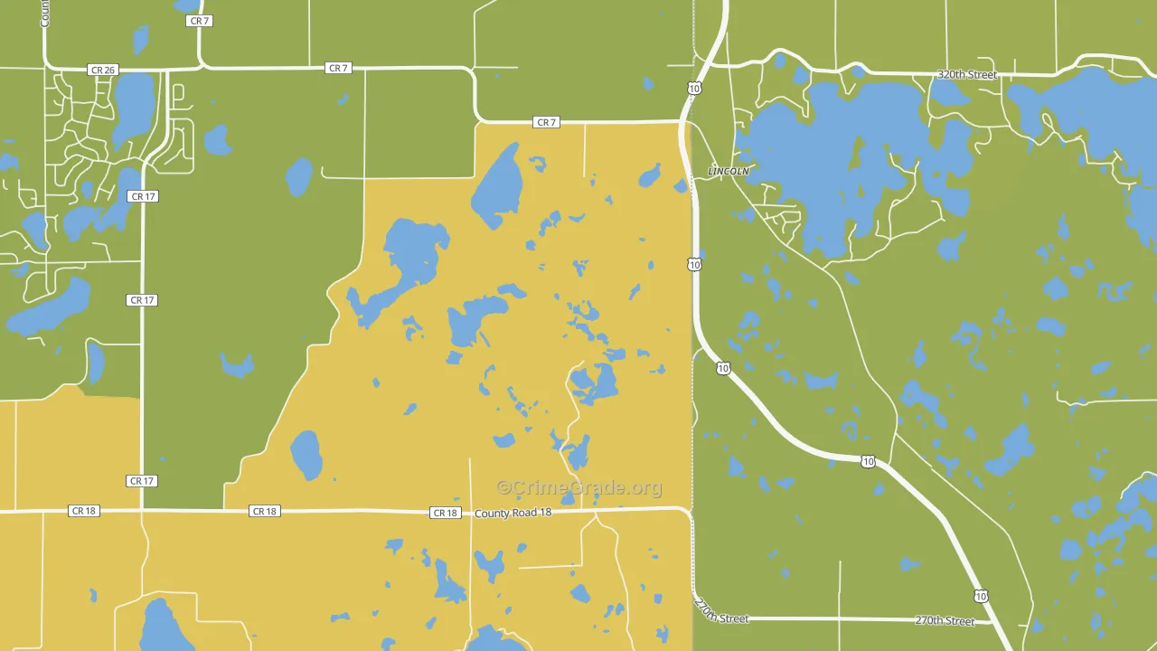 Lincoln, MN Map of Murder Rates