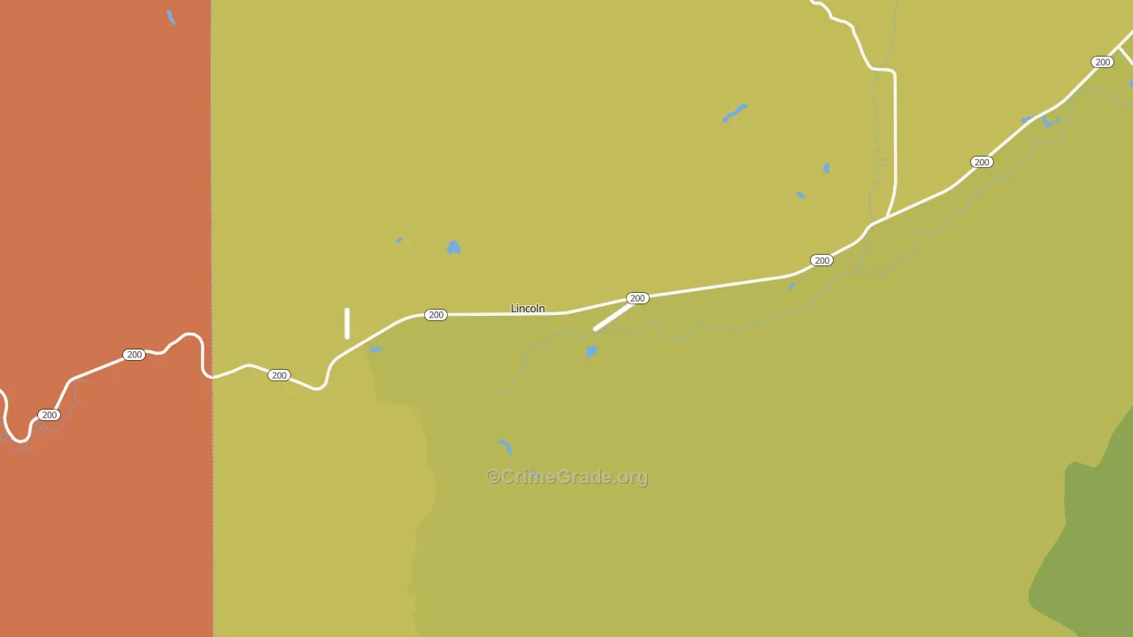 Lincoln, MT Map of Murder Rates