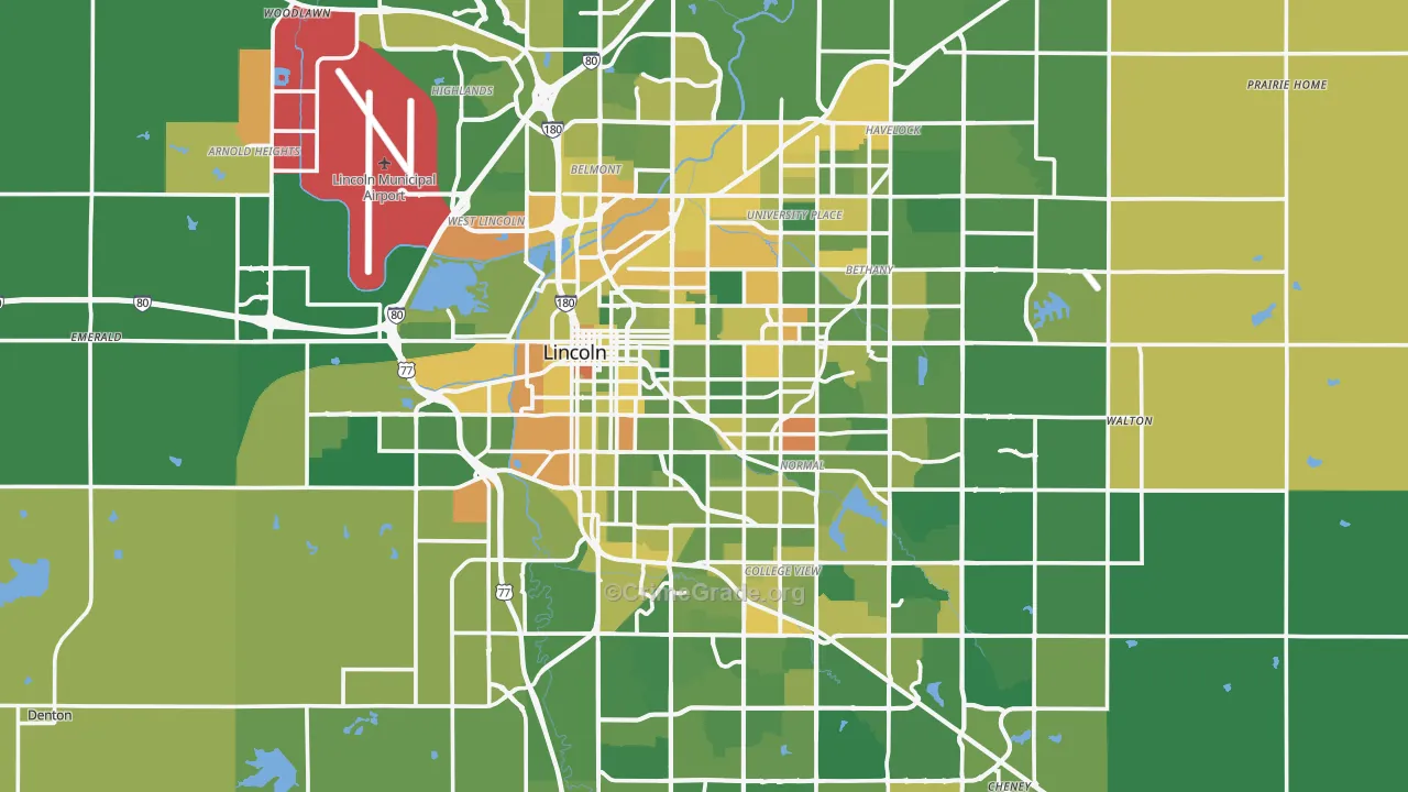 Lincoln, NE Map of Murder Rates