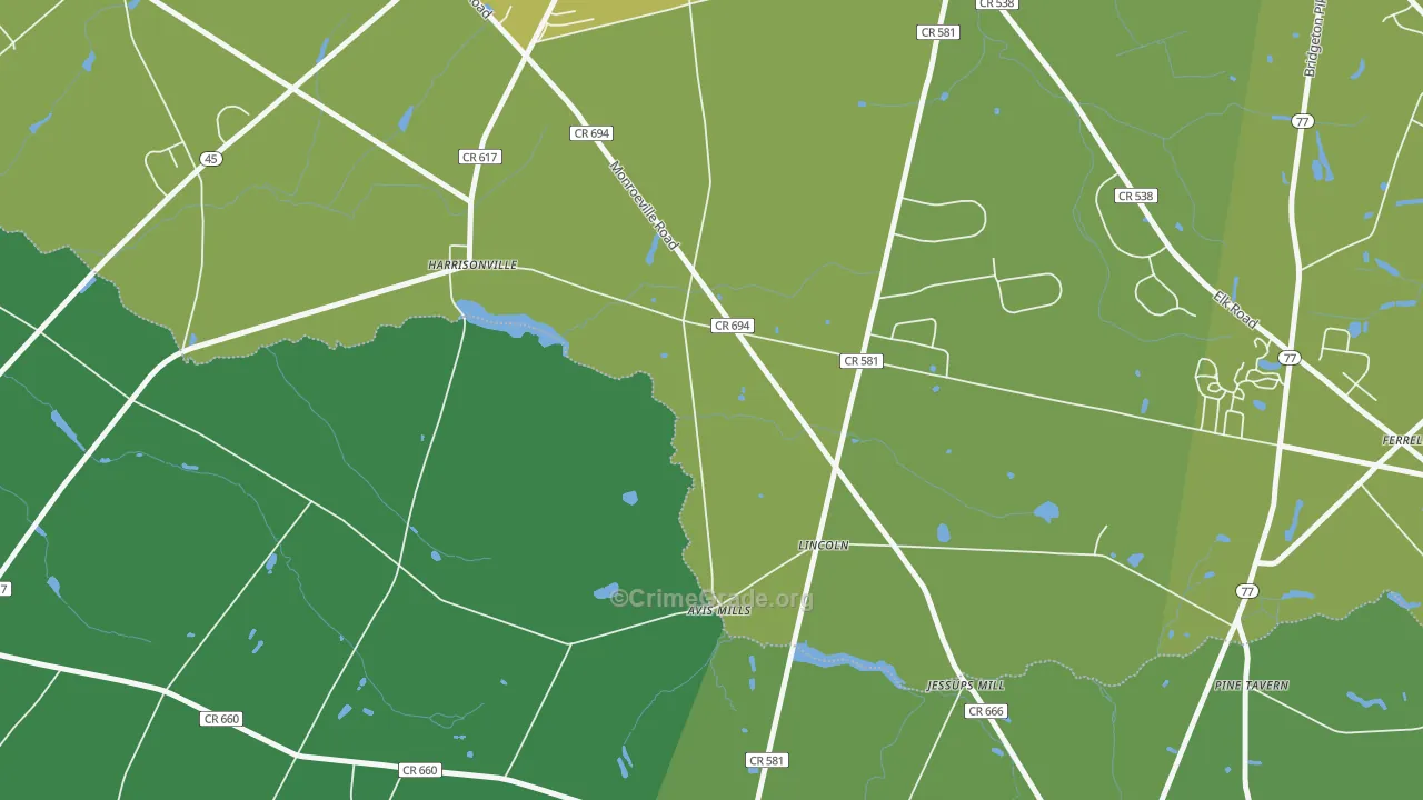 Lincoln, NJ Map of Murder Rates