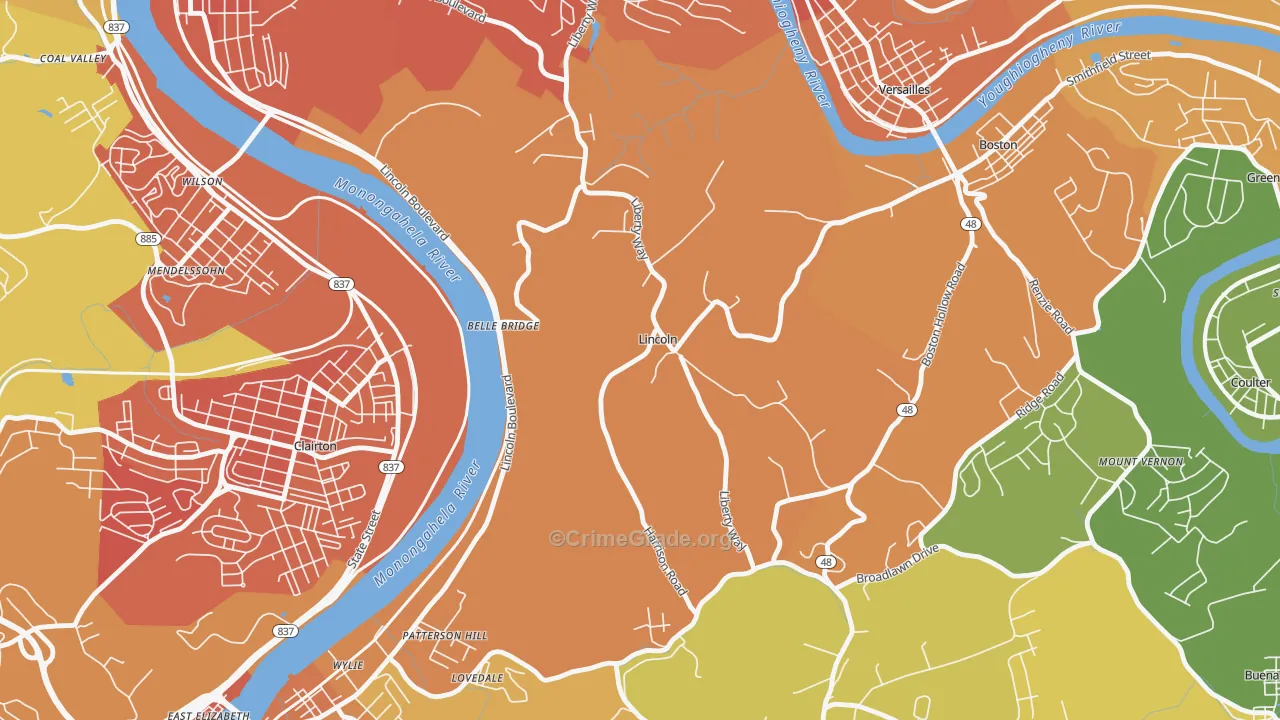 Lincoln, PA Map of Murder Rates