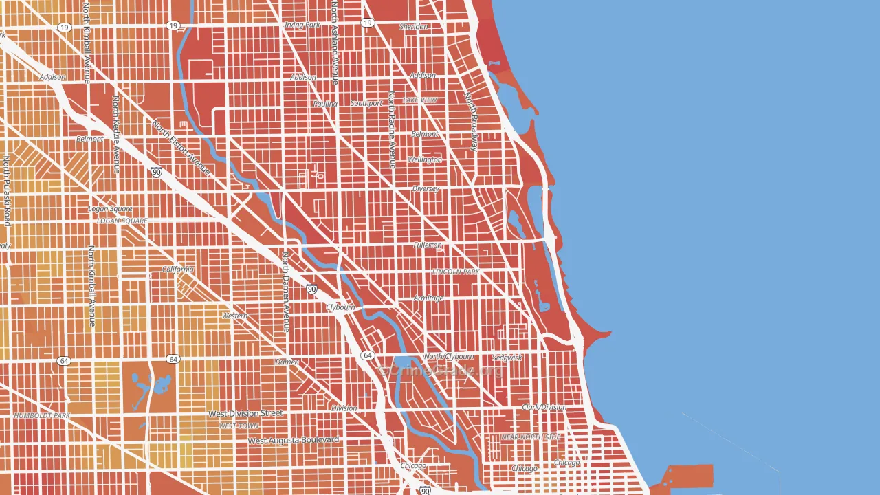 Lincoln Park, Chicago, IL Map of Murder Rates