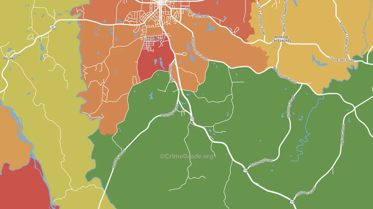 Lincoln Park, GA Map of Murder Rates