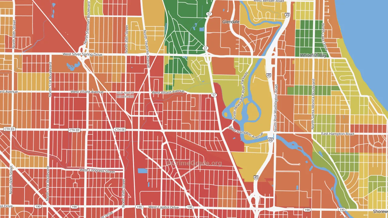 Lincoln Park, Milwaukee, WI Map of Murder Rates