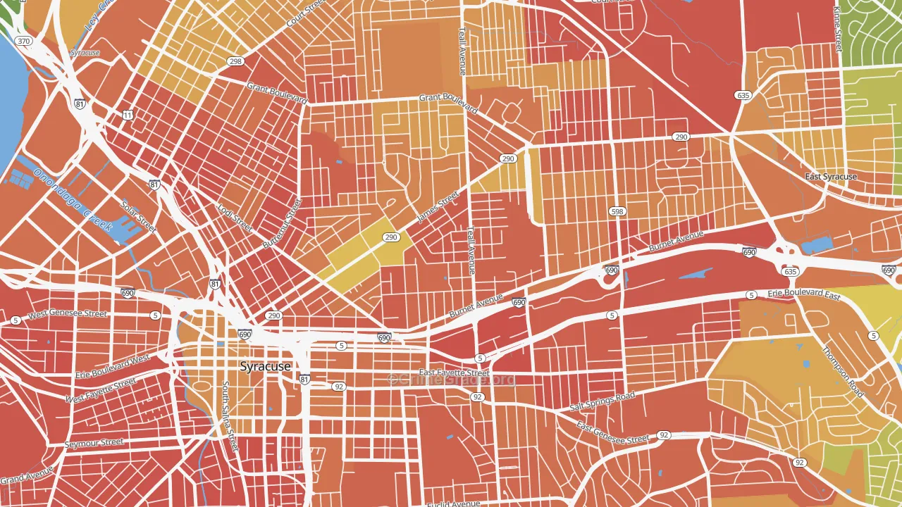 Lincoln Park-Syracuse, Syracuse, NY Map of Murder Rates