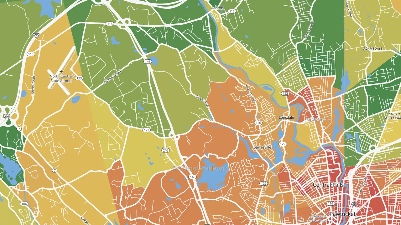 Lincoln, RI Map of Murder Rates