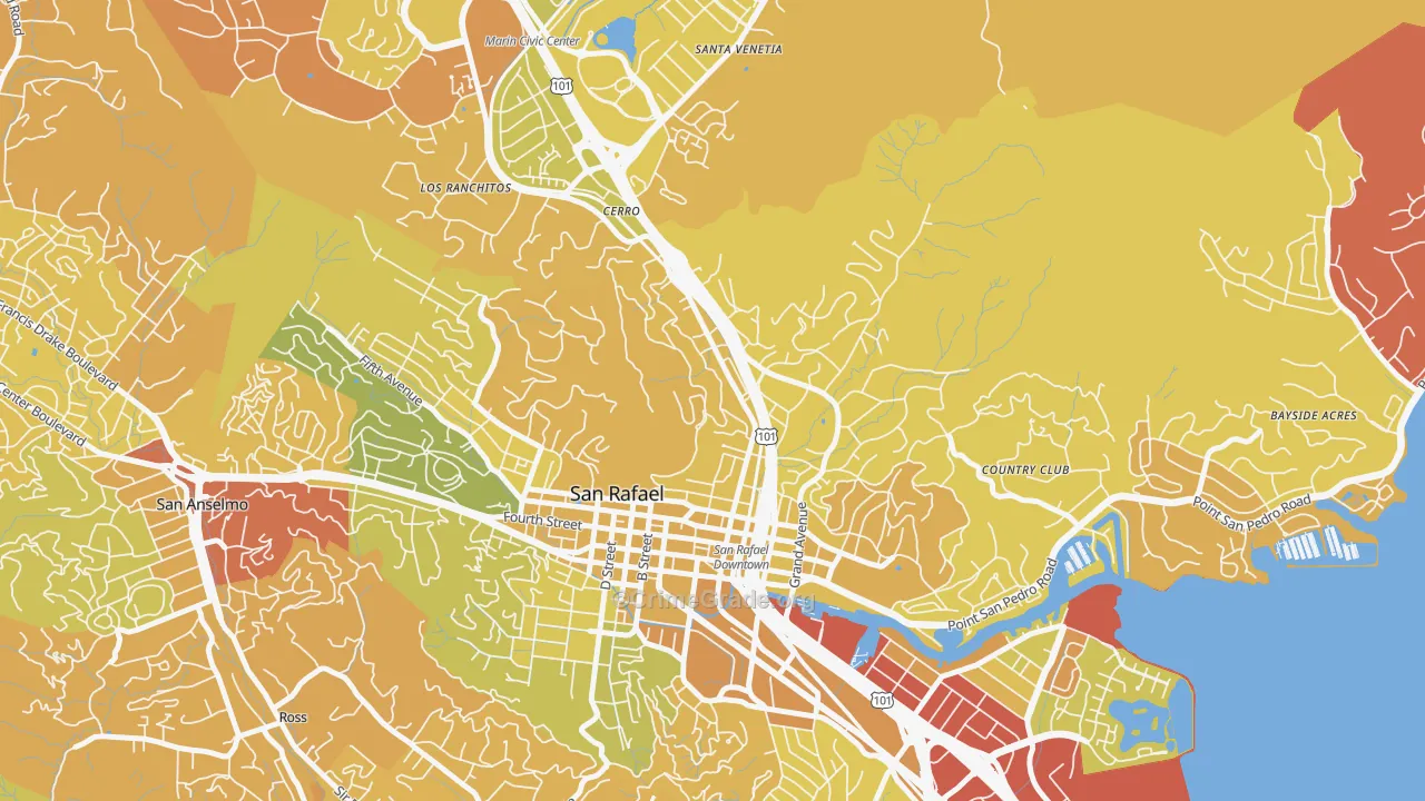 Lincoln, San Rafael, CA Map of Murder Rates