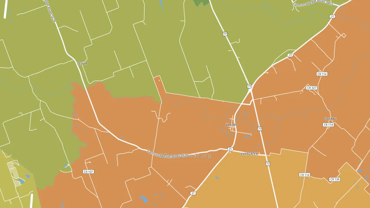 Lincoln, TX Map of Murder Rates