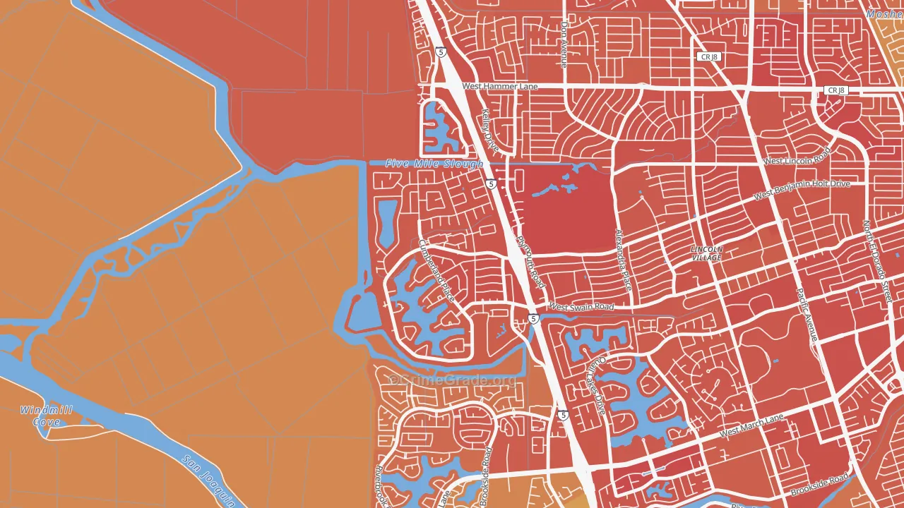 Lincoln Village West, Stockton, CA Map of Murder Rates