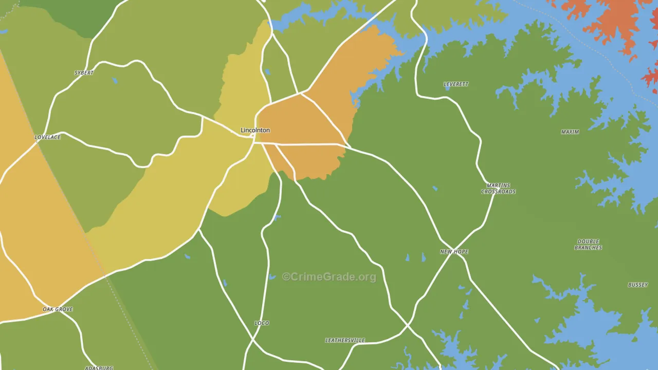 Lincolnton, GA Map of Murder Rates