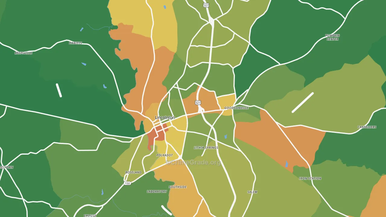 Lincolnton, NC Map of Murder Rates