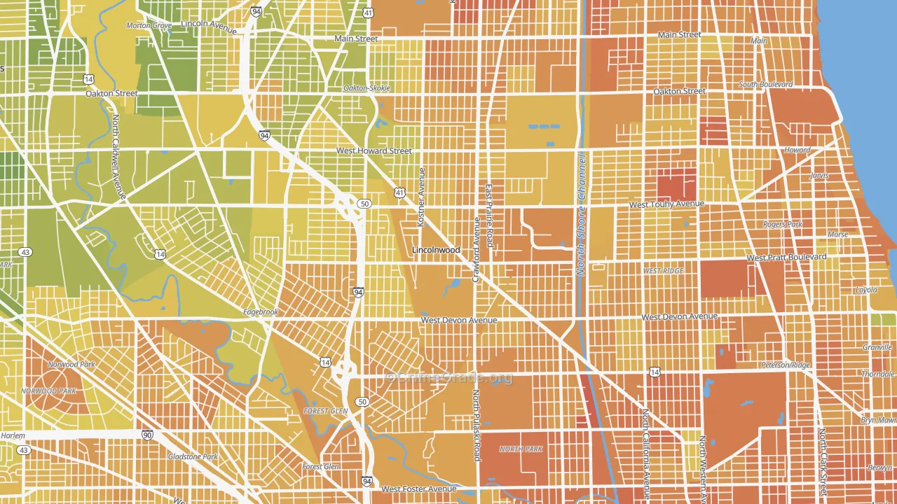 Lincolnwood, IL Map of Murder Rates