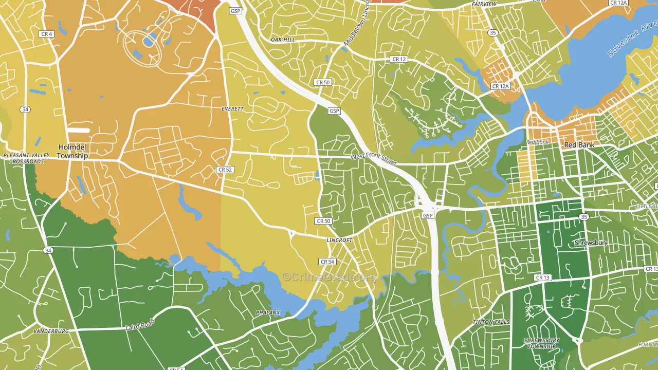 Lincroft, NJ Map of Murder Rates