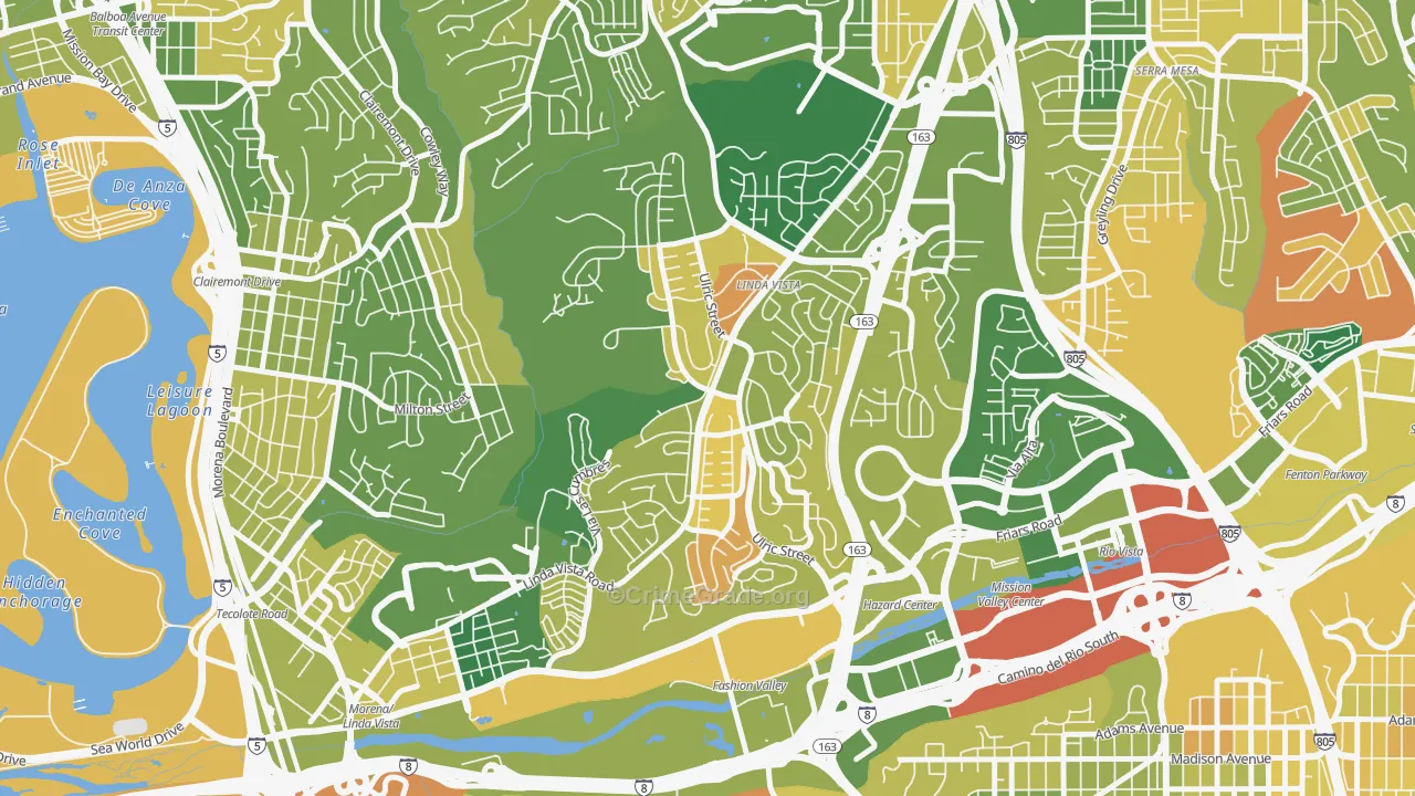 Linda Vista, San Diego, CA Map of Murder Rates
