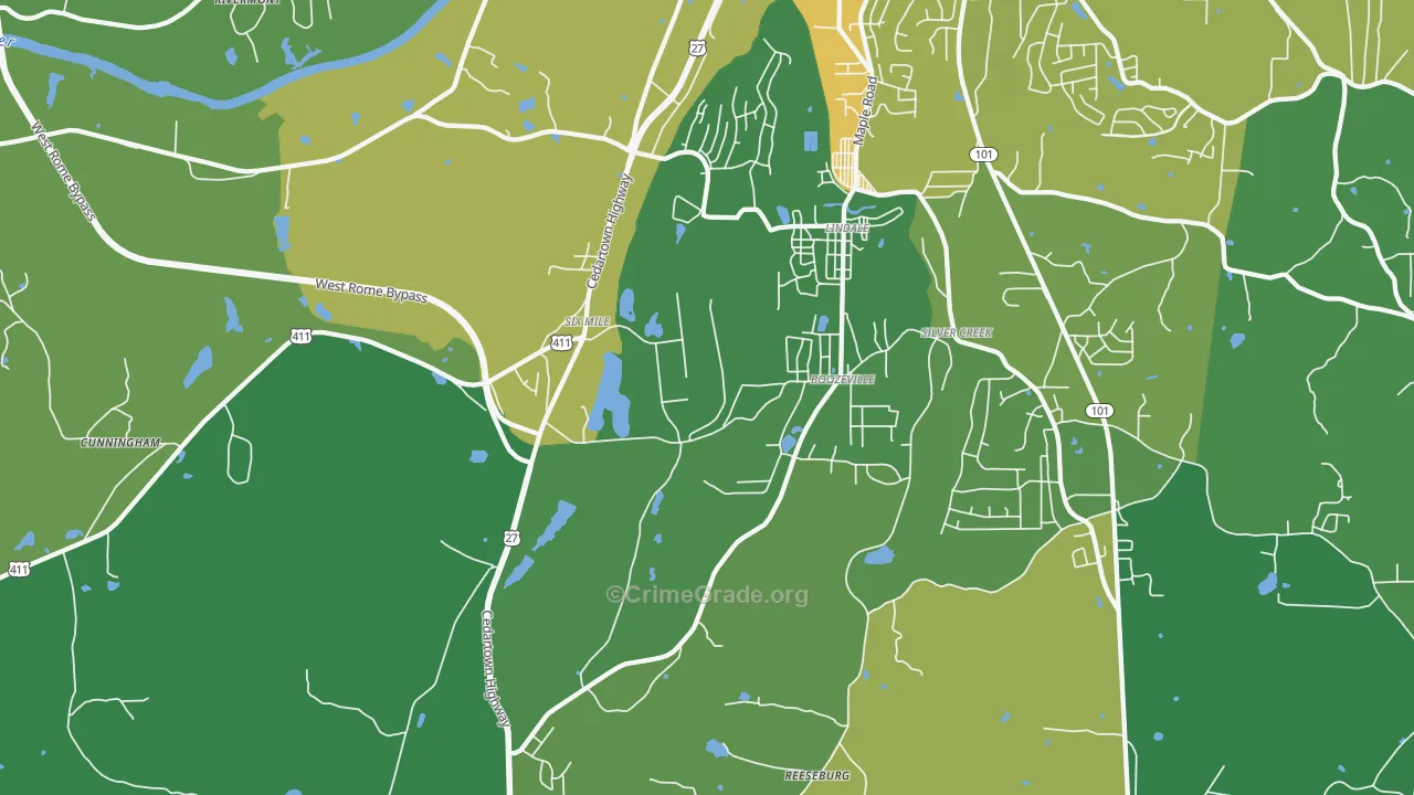 Lindale, GA Map of Murder Rates