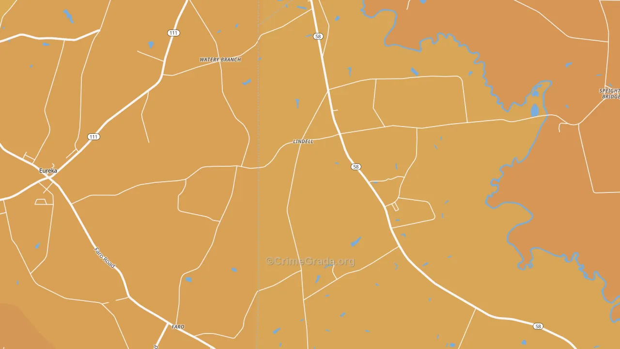 Lindell, NC Map of Murder Rates