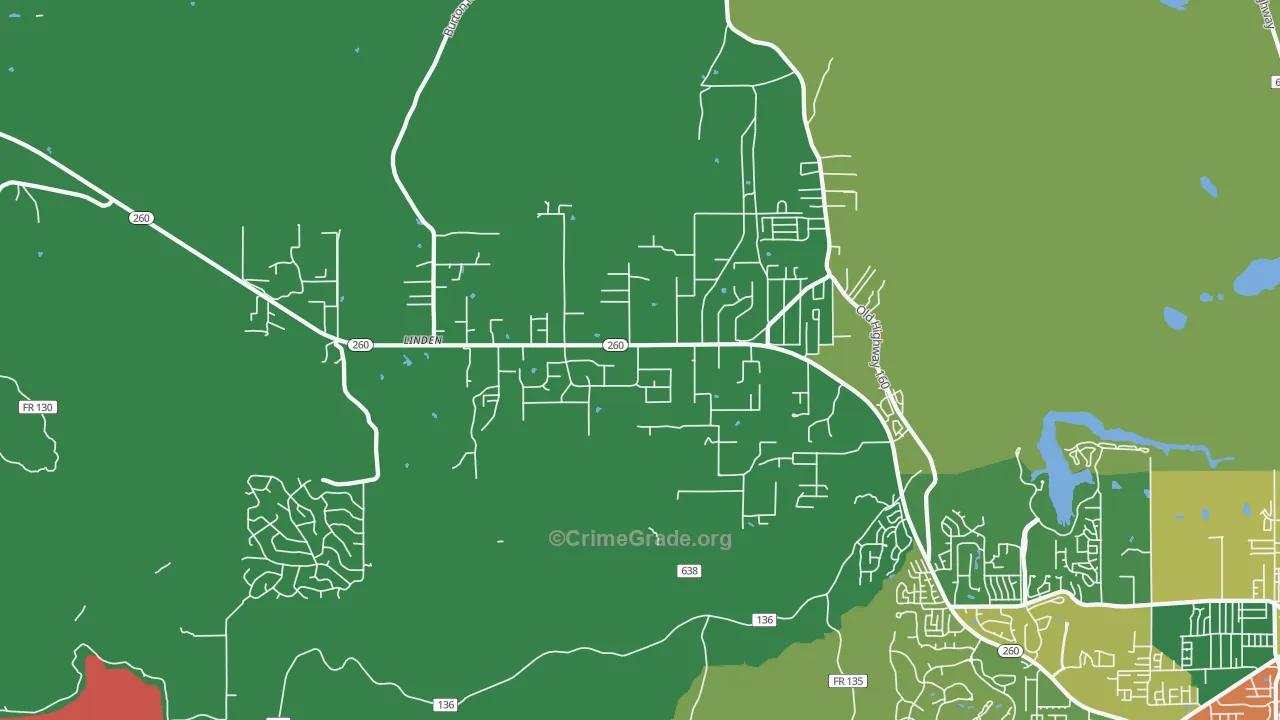 Linden, AZ Map of Murder Rates