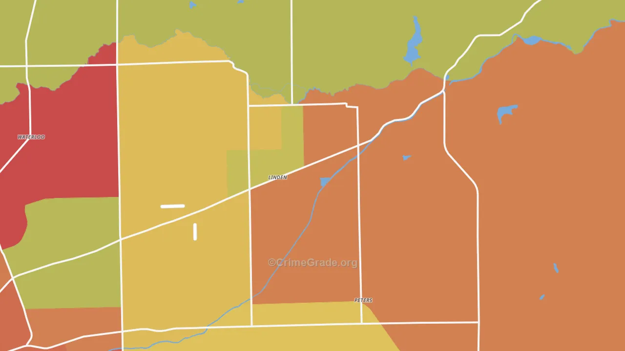 Linden, CA Map of Murder Rates