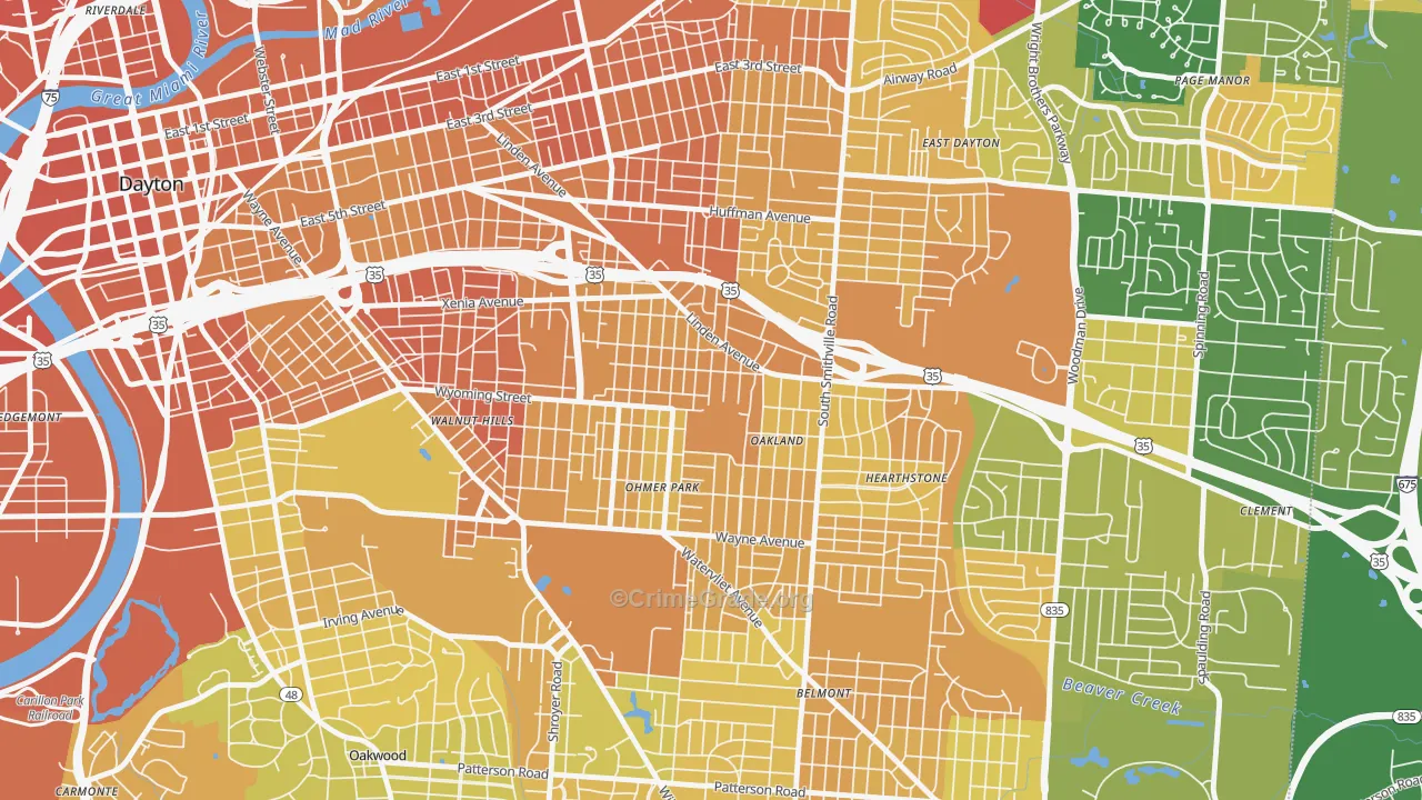 Linden Heights, Dayton, OH Map of Murder Rates