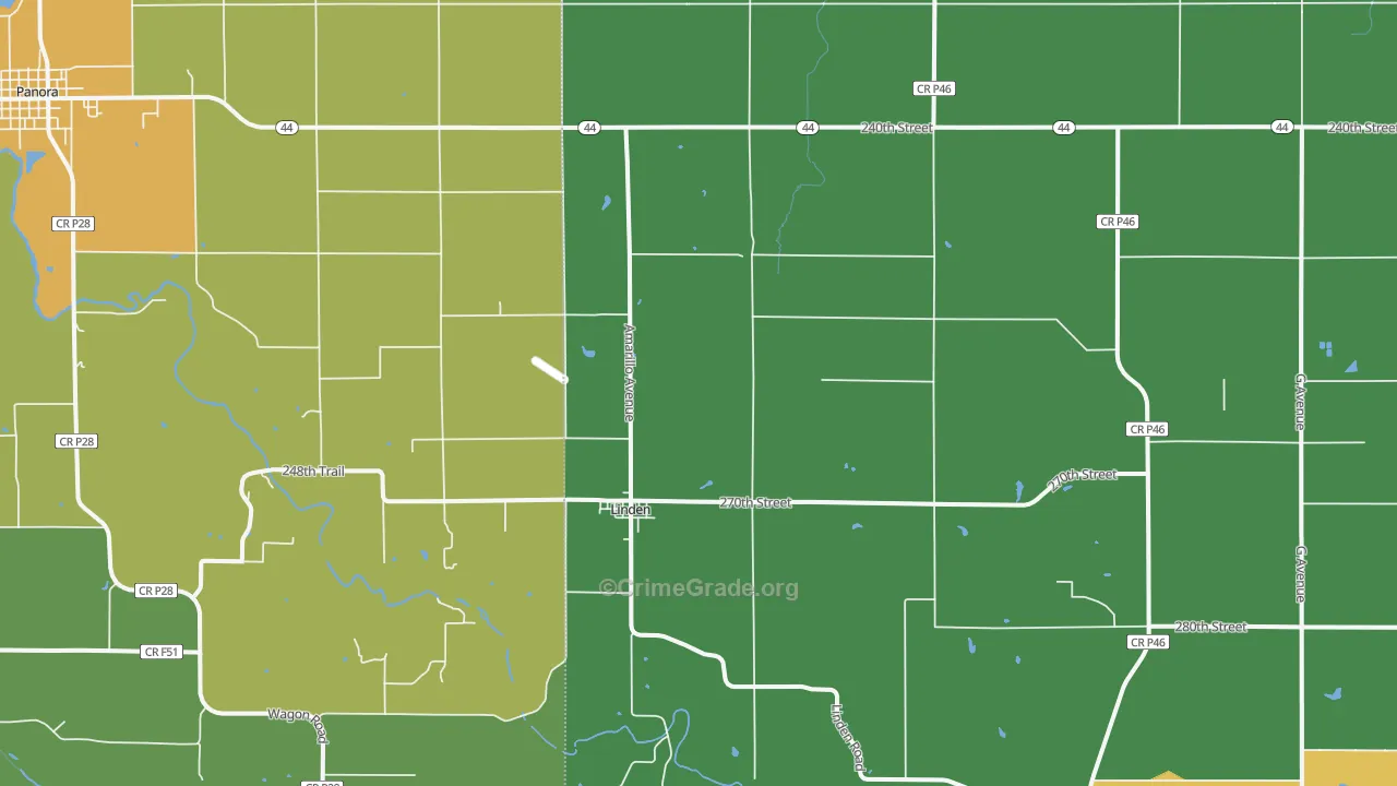 Linden, IA Map of Murder Rates