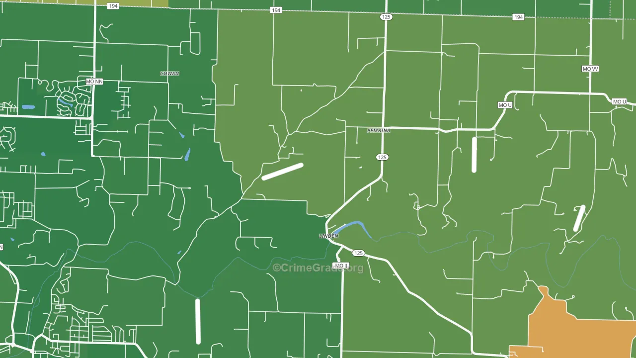 Linden, MO Map of Murder Rates