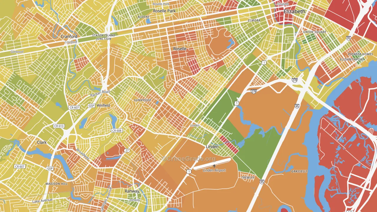 Linden, NJ Map of Murder Rates