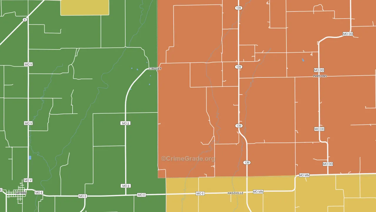 Lindley, MO Map of Murder Rates