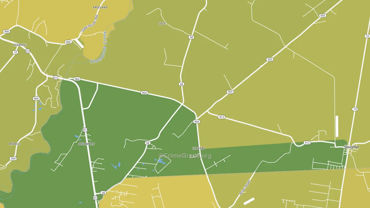 Lindsay, LA Map of Murder Rates