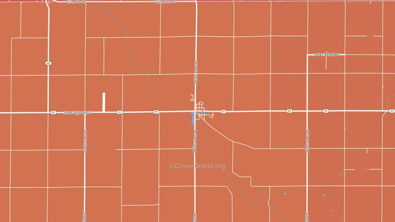 Lindsay, NE Map of Murder Rates