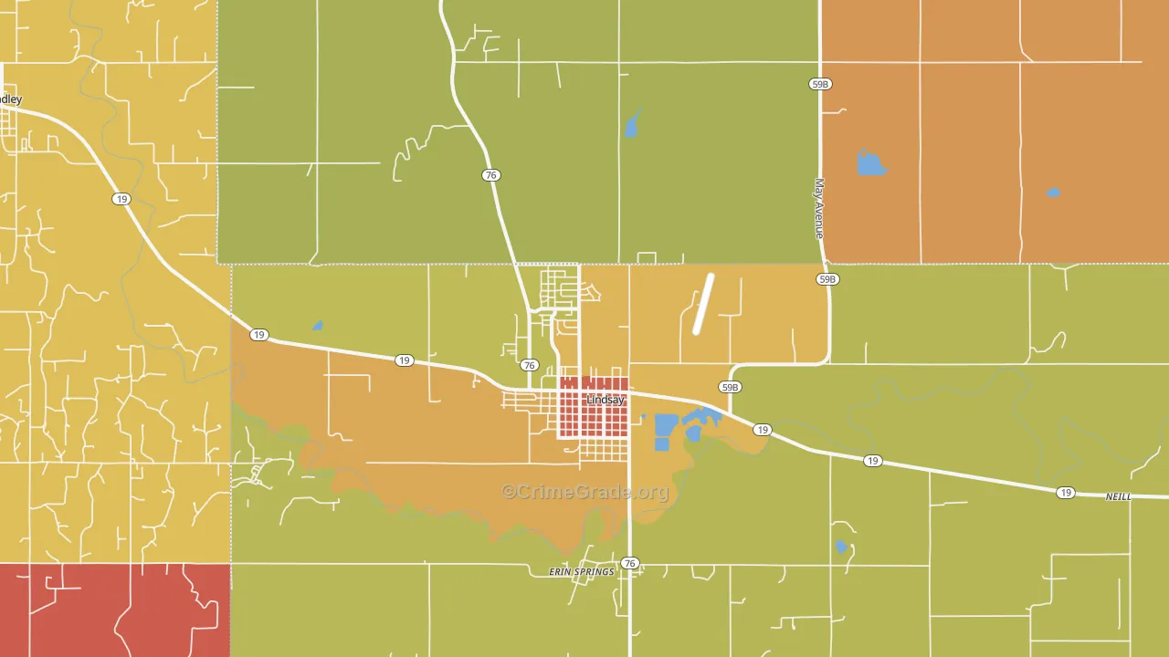 Lindsay, OK Map of Murder Rates