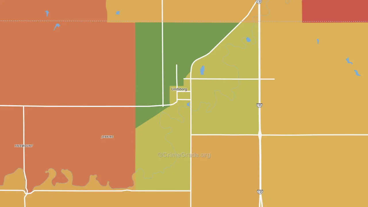 Lindsborg, KS Map of Murder Rates