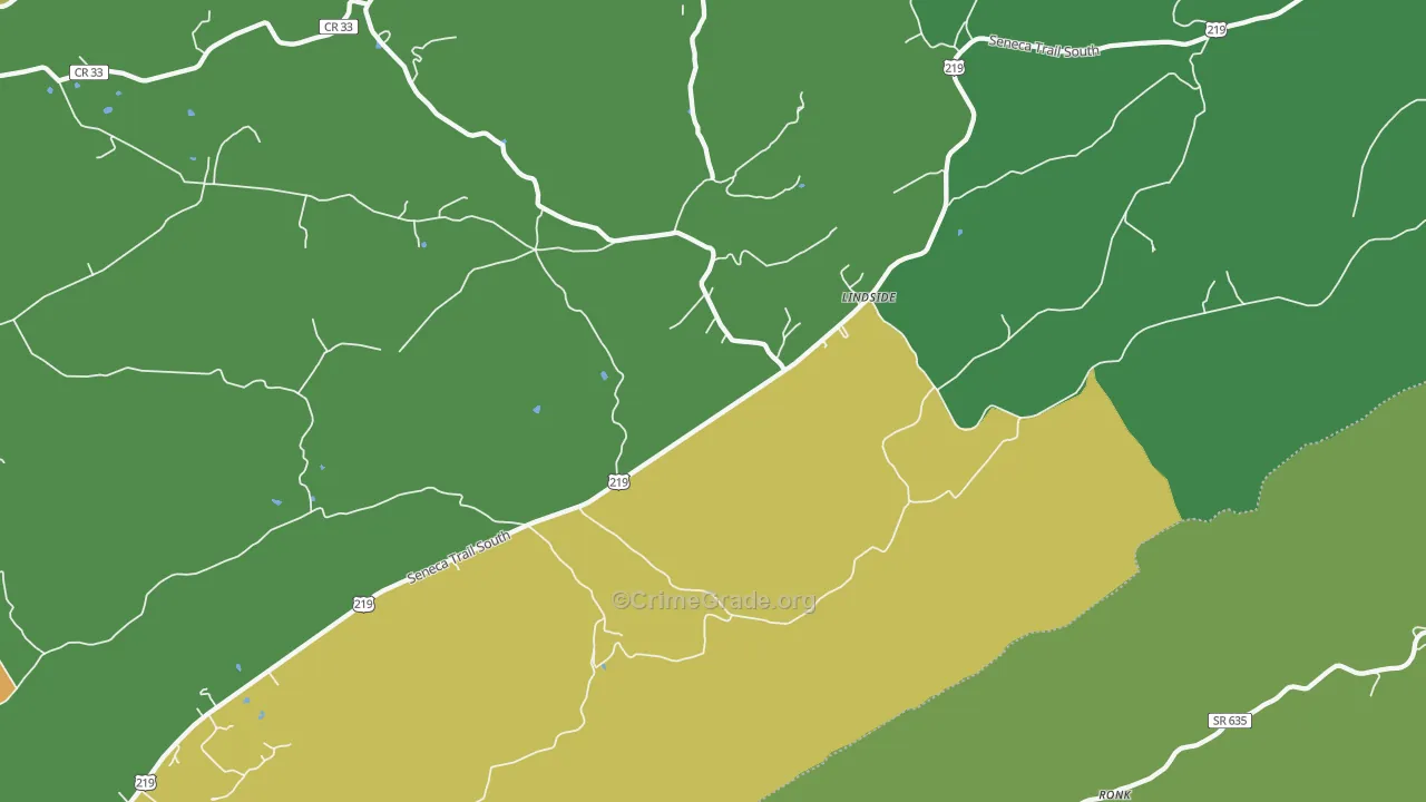 Lindside, WV Map of Murder Rates