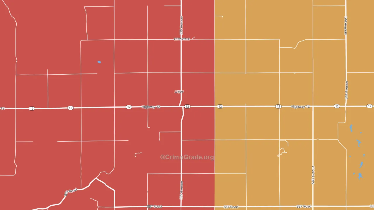Lindy, NE Map of Murder Rates