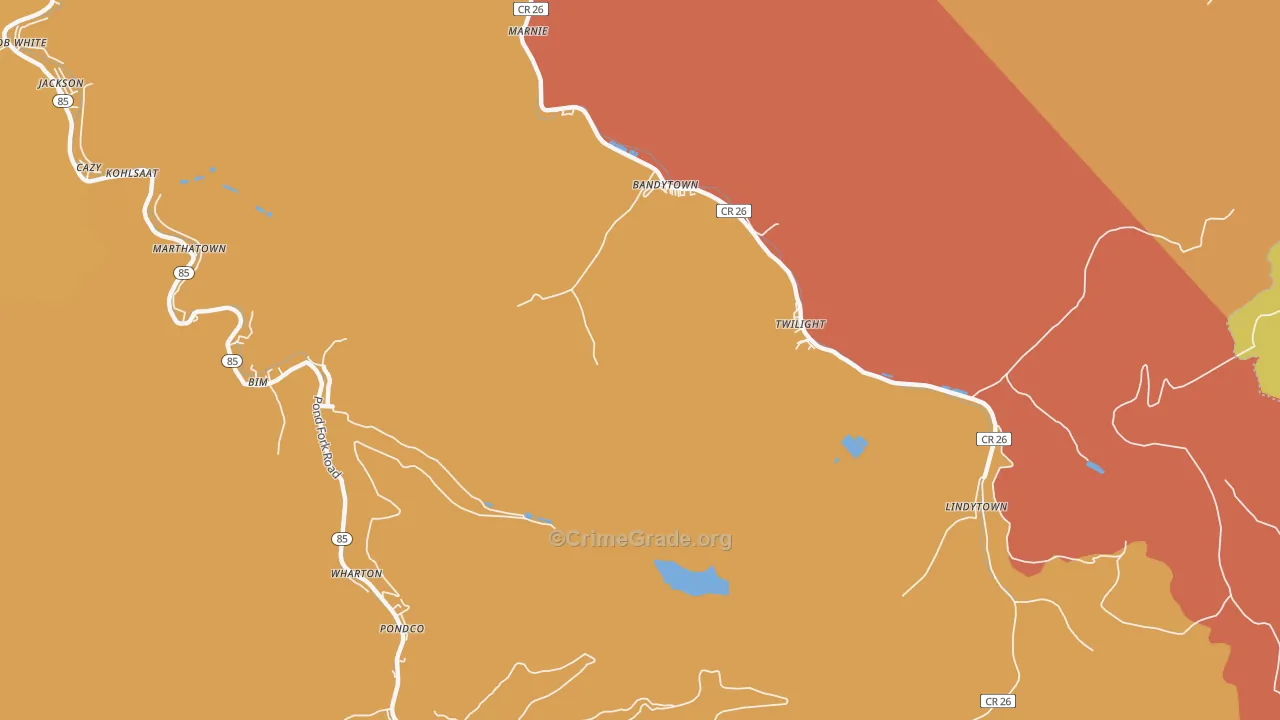 Lindytown, WV Map of Murder Rates