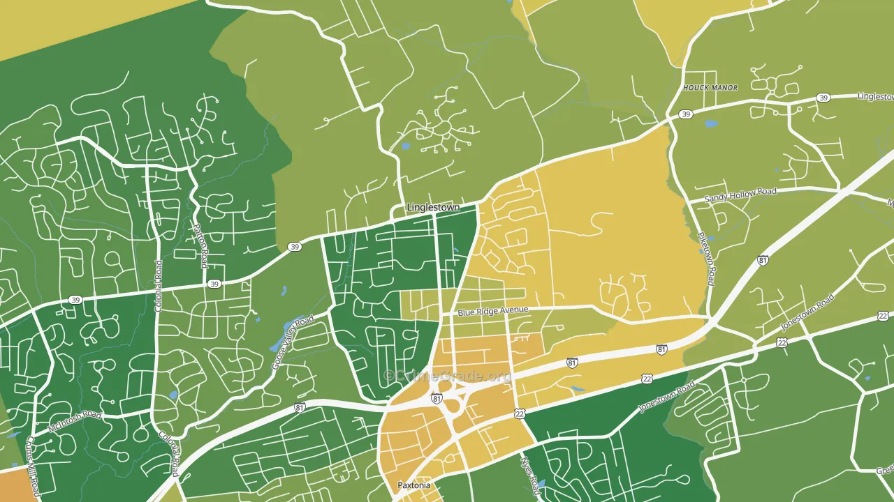 Linglestown, PA Map of Murder Rates