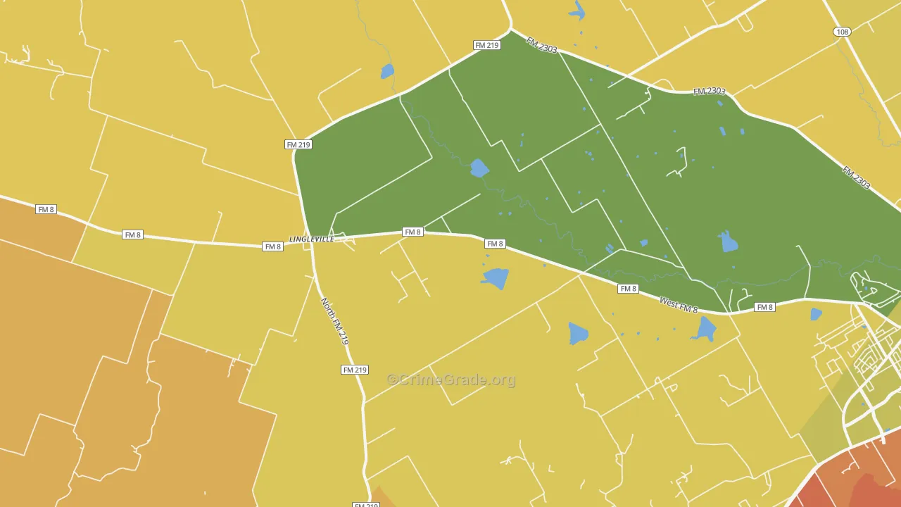 Lingleville, TX Map of Murder Rates