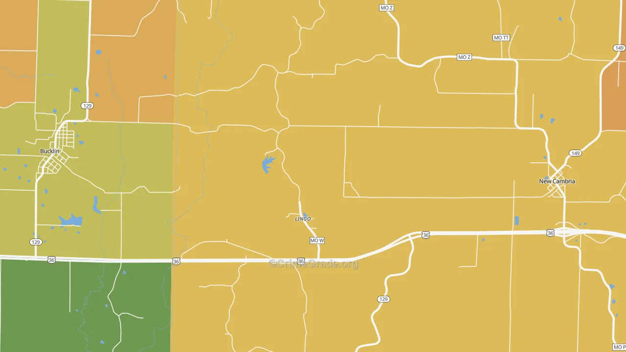 Lingo, MO Map of Murder Rates