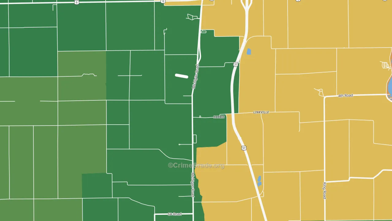 Linkville, IN Map of Murder Rates