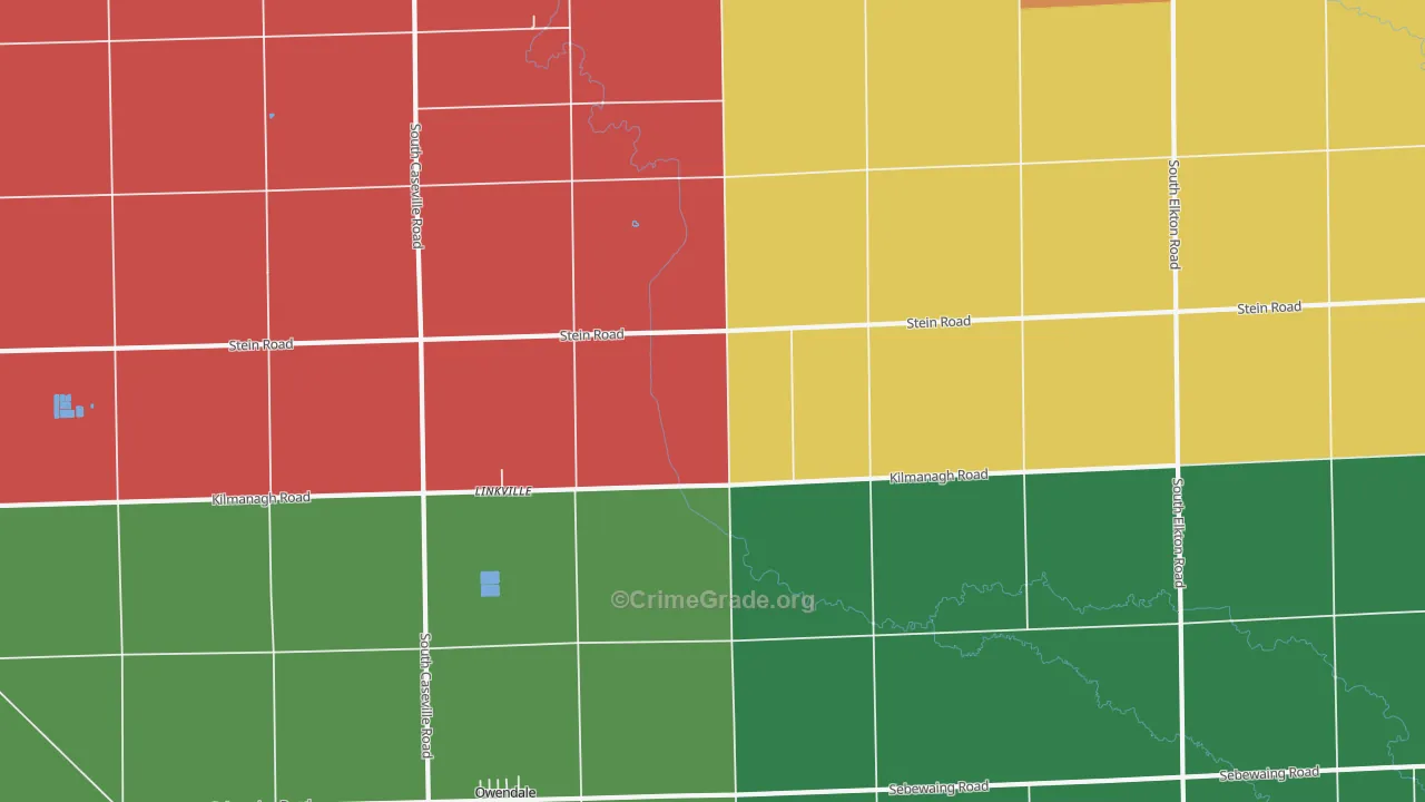 Linkville, MI Map of Murder Rates