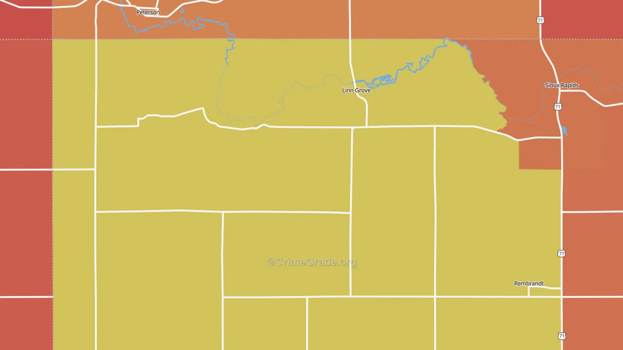 Linn Grove, IA Map of Murder Rates