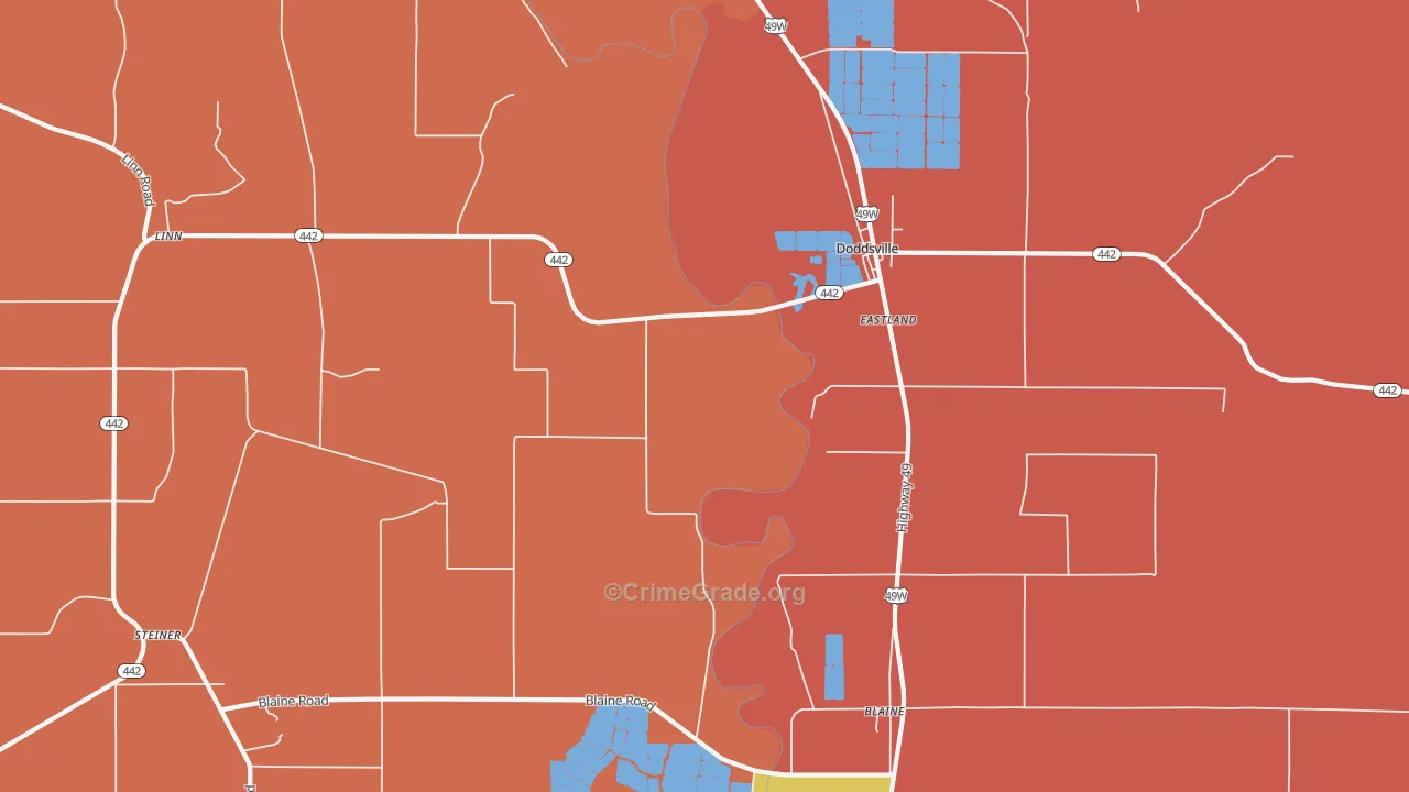 Linn, MS Map of Murder Rates