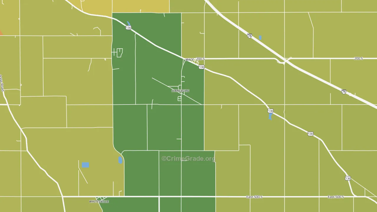 Linnsburg, IN Map of Murder Rates