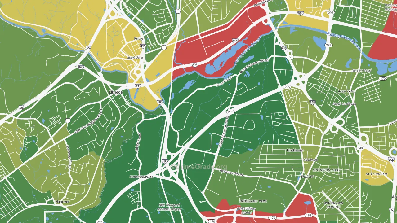 Linthicum Heights, MD Map of Murder Rates