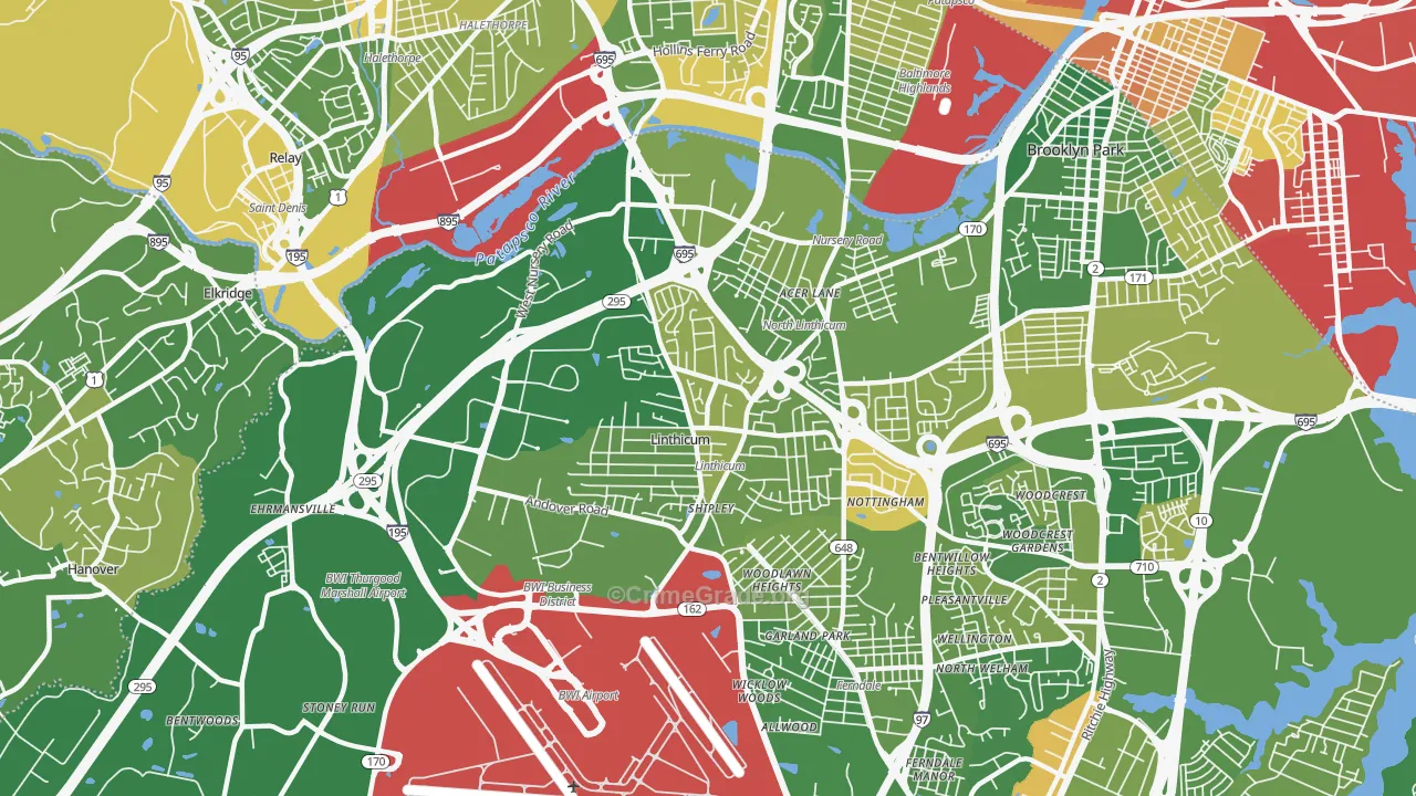 Linthicum, MD Map of Murder Rates